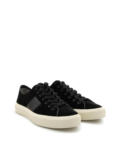 Shop Tom Ford Black Suede And Leather Cambridge Sneakers