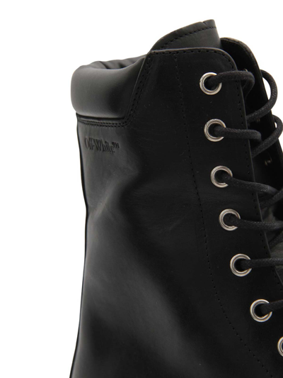 Shop Off-white Black Leather Diag Boots