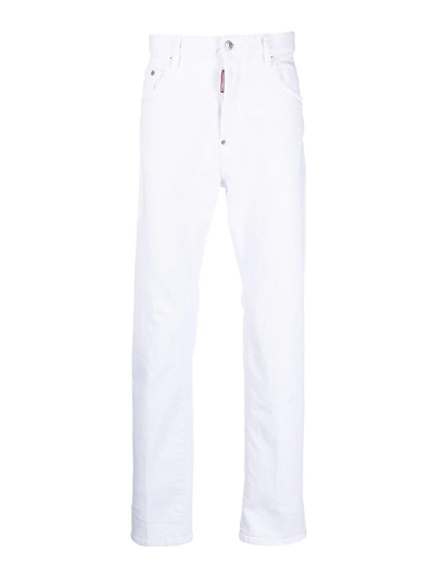 Dsquared2 White Bull Skater White Jeans In Silver