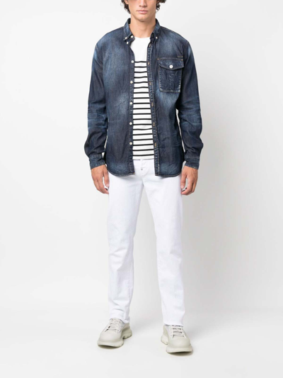 Dsquared2 White Bull Skater White Jeans In Silver