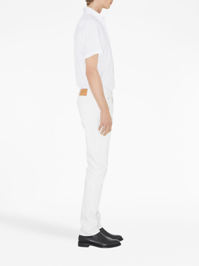 Shop Burberry Logo-embroidered Cotton Shirt In White