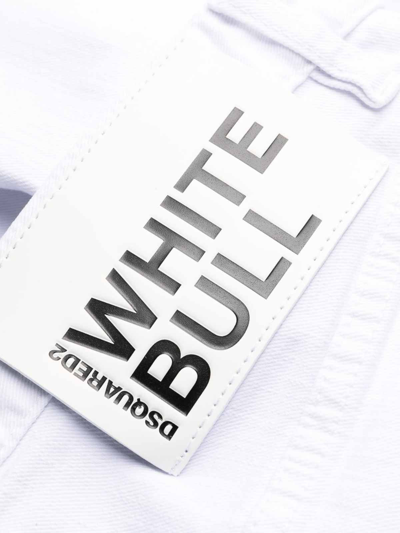 Dsquared2 White Bull Skater White Jeans In Silver