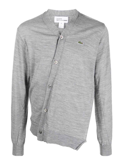 Shop Comme Des Garçons Asymmetric Wool Cardigan In Grey