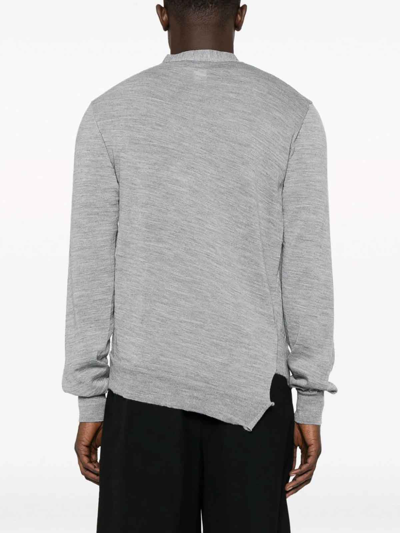 Shop Comme Des Garçons Asymmetric Wool Cardigan In Grey