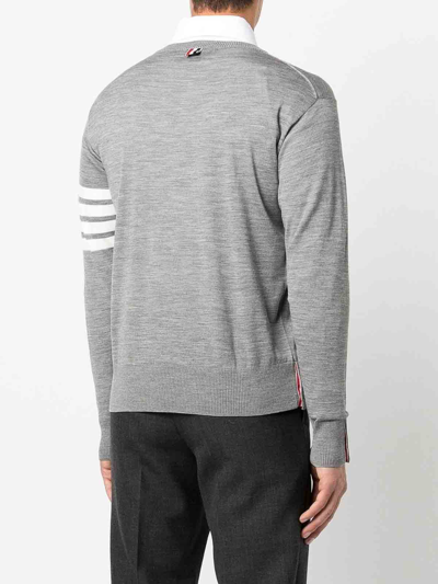 Thom Browne L Crewneck Sweater With 4 Bar Inlay In Grey