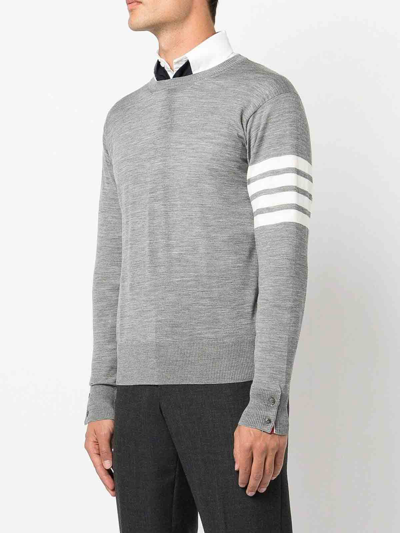 Thom Browne L Crewneck Sweater With 4 Bar Inlay In Grey