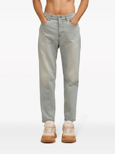 Shop Ami Alexandre Mattiussi Logo-patch Organic Cotton Jeans In Grey
