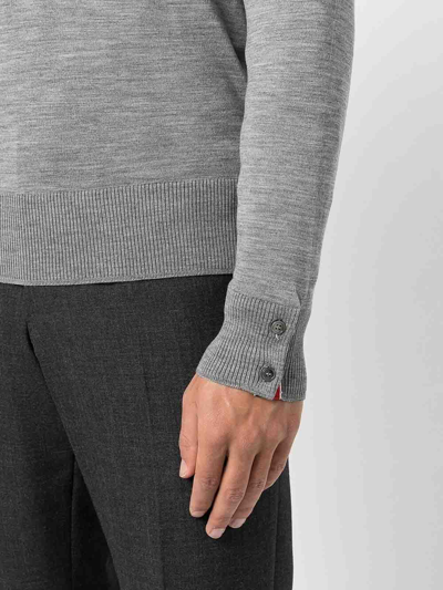 Thom Browne L Crewneck Sweater With 4 Bar Inlay In Grey