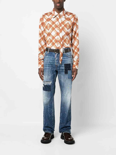 Dsquared2 Distressed-effect Patchwork Jeans In Azul Oscuro