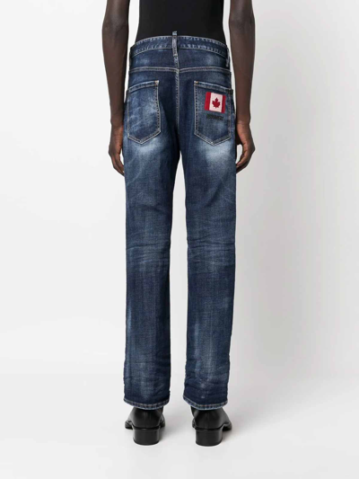 Dsquared2 642 Dark Pressed Wash Jeans In Azul Oscuro