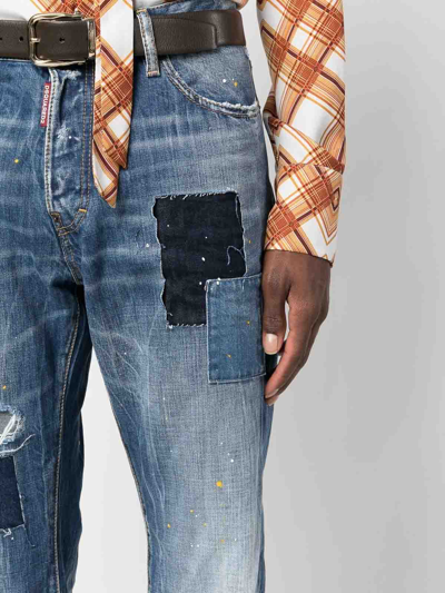 Dsquared2 Distressed-effect Patchwork Jeans In Azul Oscuro