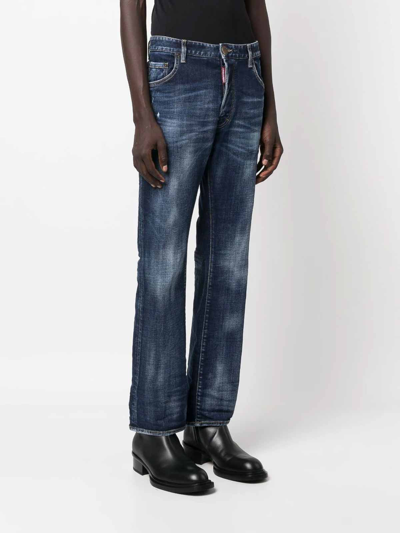 Shop Dsquared2 Low-rise Straight-leg Jeans In Azul Oscuro