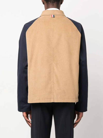 Thom Browne Thom Brown Contrasted Corduroy Cropped Coat In Azul Oscuro