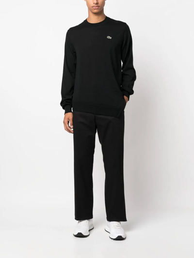 Shop Comme Des Garçons Logo-embroidered Wool Jumper In Black