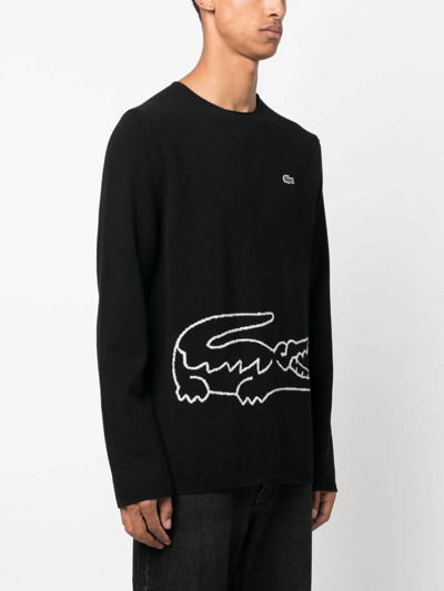 Shop Comme Des Garçons Intarsia-knit Logo Jumper In Black