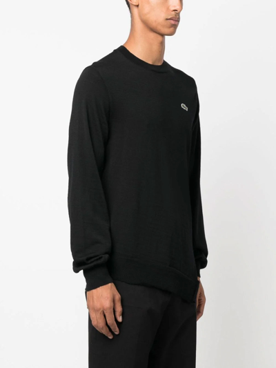 Shop Comme Des Garçons Logo-embroidered Wool Jumper In Black