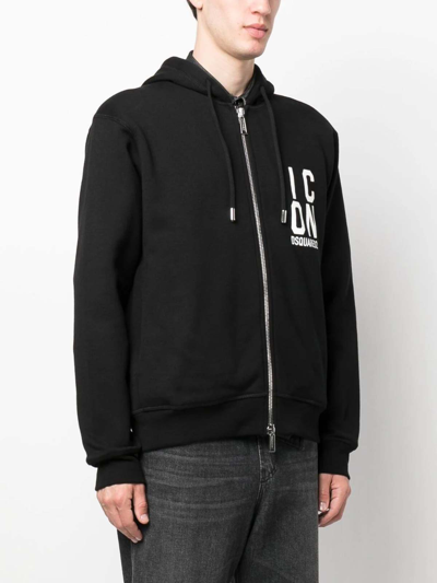 Shop Dsquared2 Logo-print Zipped Hoodie In Negro