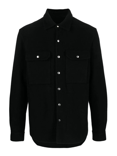 Shop Rick Owens Cashmere Shirt Jacket In Black