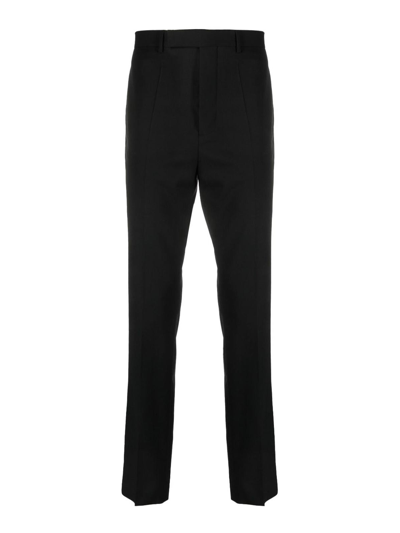 Shop Rick Owens Off-centre Tapered-leg Trousers In Black