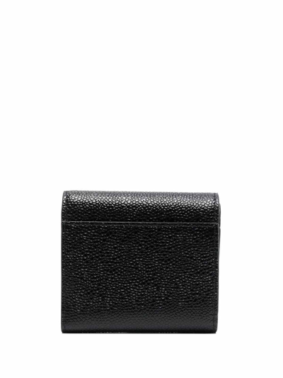 Shop Thom Browne Rwb Stripe Pebbled Leather Wallet In Black