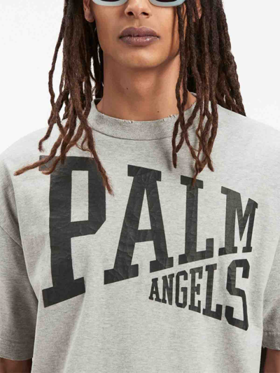 Shop Palm Angels Logo-print Crew-neck T-shirt In Black