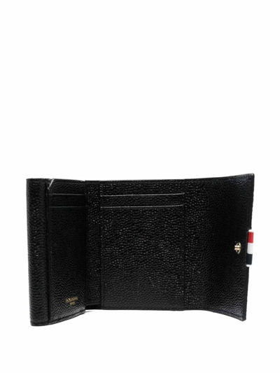 Shop Thom Browne Rwb Stripe Pebbled Leather Wallet In Black