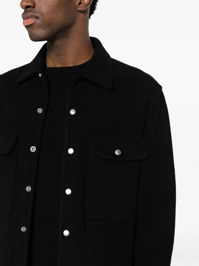 Rick Owens Long-line Felted Cotton Shirt In Black