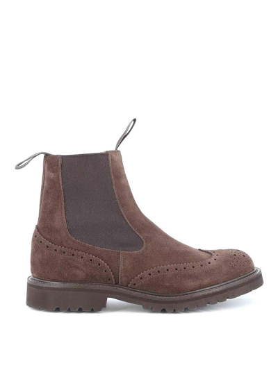Tricker's Brogue-detail Chelsea Boot With Dovetail Finish In Gray