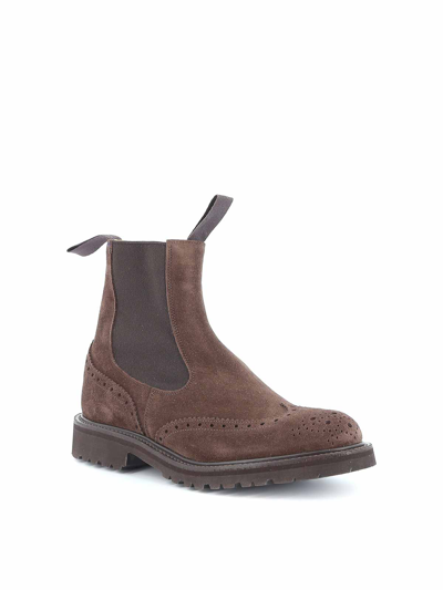 Tricker's Brogue-detail Chelsea Boot With Dovetail Finish In Gray