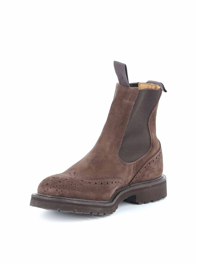 Tricker's Brogue-detail Chelsea Boot With Dovetail Finish In Gray