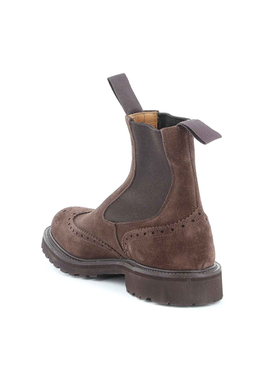 Tricker's Brogue-detail Chelsea Boot With Dovetail Finish In Gray