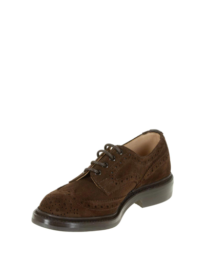 Tricker's Light Lace-up Suede Round Toe In Brown