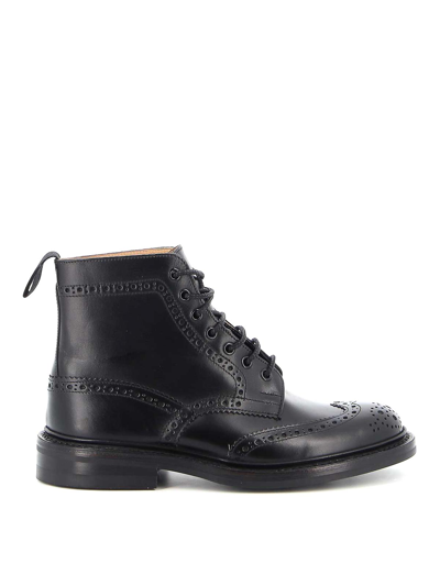 Shop Tricker's Leather Ankle Boot In Black