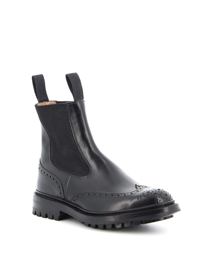 Tricker's Chunky Sole Round Toe Ankle Boots In Black