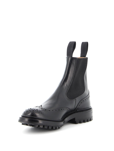 Tricker's Chunky Sole Round Toe Ankle Boots In Black