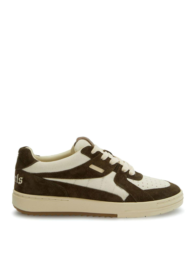 Shop Palm Angels Palm University Suede Sneakers In White