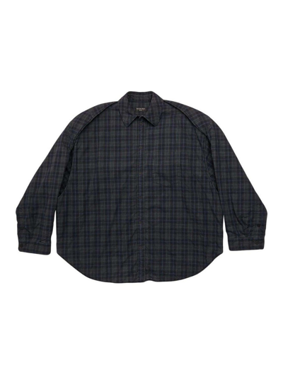 Shop Balenciaga Checked Flannel Shirt In Gris