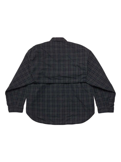 Shop Balenciaga Checked Flannel Shirt In Gris