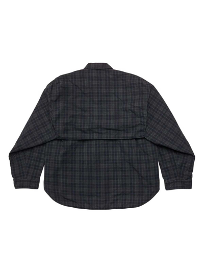 Balenciaga Men's Checked Flannel Shirt In Gris