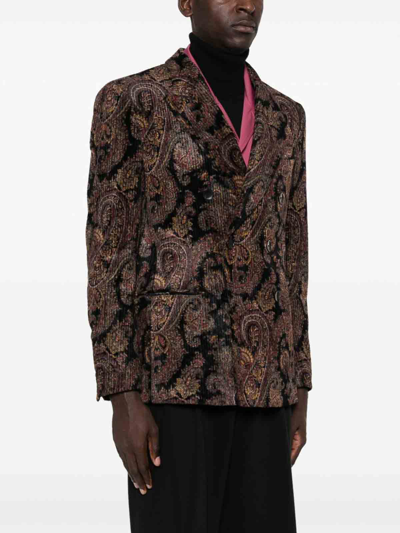 Shop Etro Cotton Double-breasted Jacket In Negro