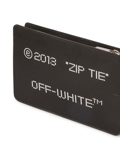 Shop Off-white Zipped Leather Clutch Bag In Black