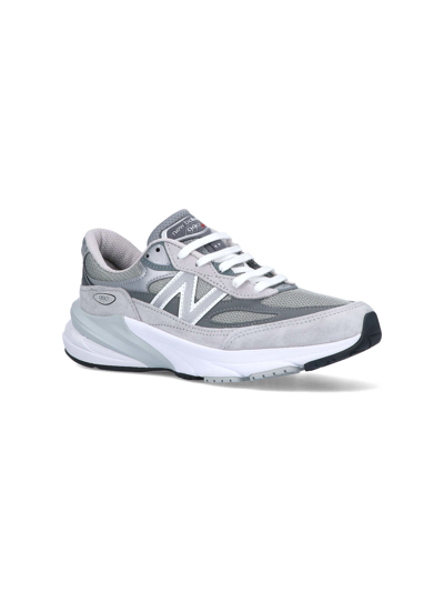 New Balance Grey Low Top Sneakers With Logo Detail In Suede And Tech Fabric Man In Grey