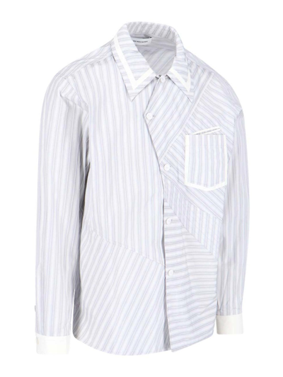 Shop Kiko Kostadinov Striped Asymmetric Shirt In Grey
