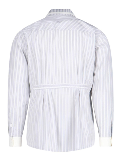 Shop Kiko Kostadinov Striped Asymmetric Shirt In Grey