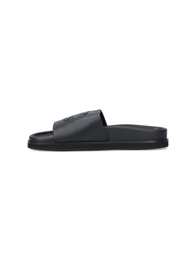 Shop Off-white Logo Slide Sandals In Black