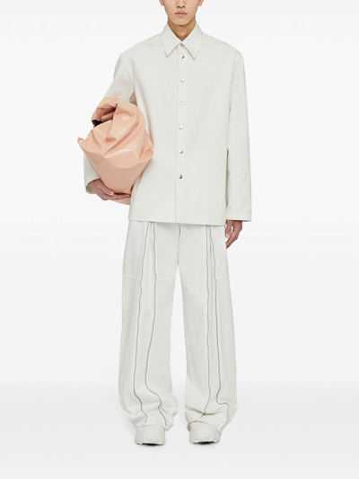 Jil Sander Organic Cotton Denim Shirt In White