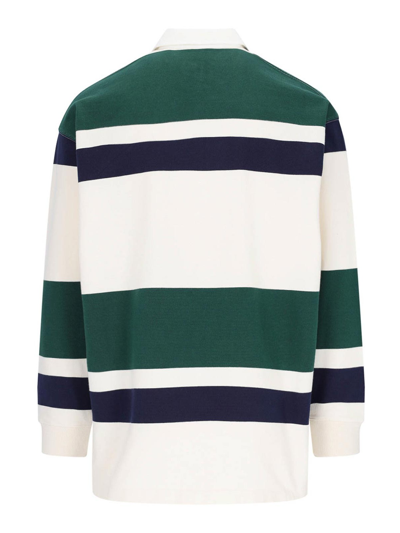 Palm Angels Beige Monogram Long Sleeve Polo In White