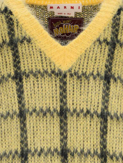 Shop Marni Checked Waistcoat In Yellow