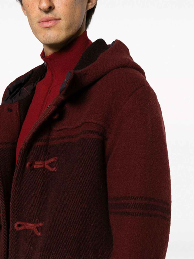 Shop C.p. Company Red Check Duffle Coat In Rojo Oscuro