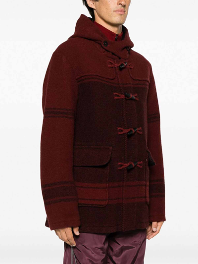 Shop C.p. Company Red Check Duffle Coat In Rojo Oscuro